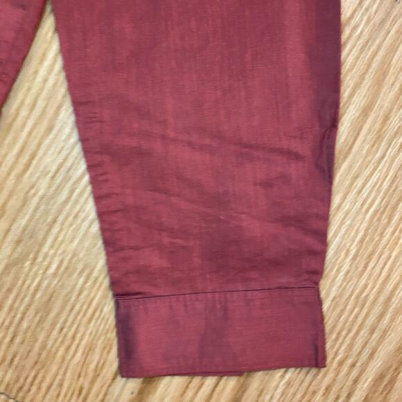 Doncaster Metallic Red Oversized Poplin Shirt Top Womens 4 - Picture 7 of 13